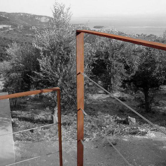 Corten steel fence cable sea view olive Croatia