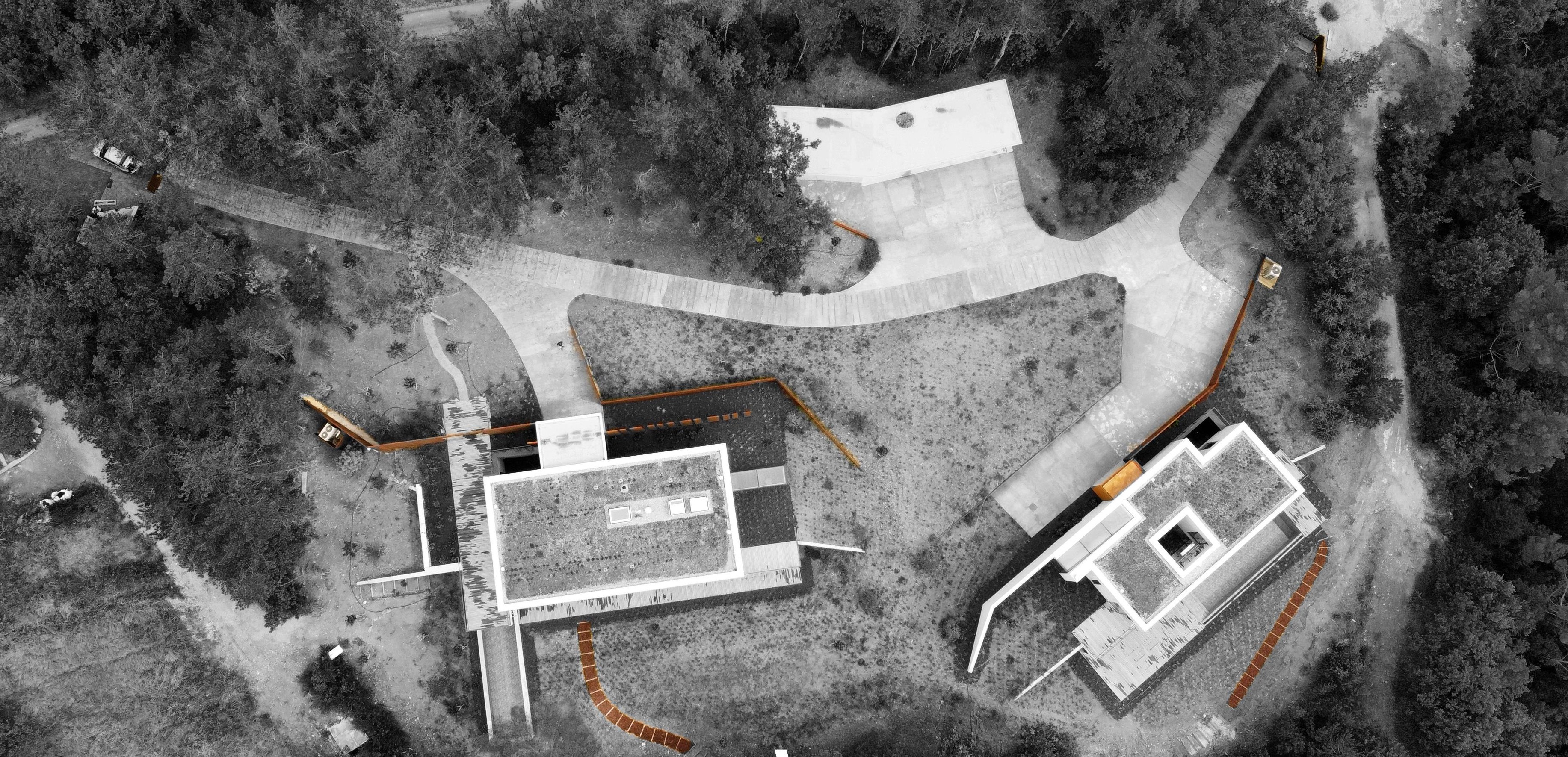 Corten steel luxury villas site overhead plan Slovenia
